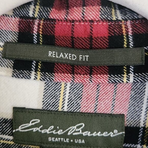 Eddie Bauer Relaxed Fit Classic Plaid Flannel Unisex Shirt Size XLT - Picture 7 of 8